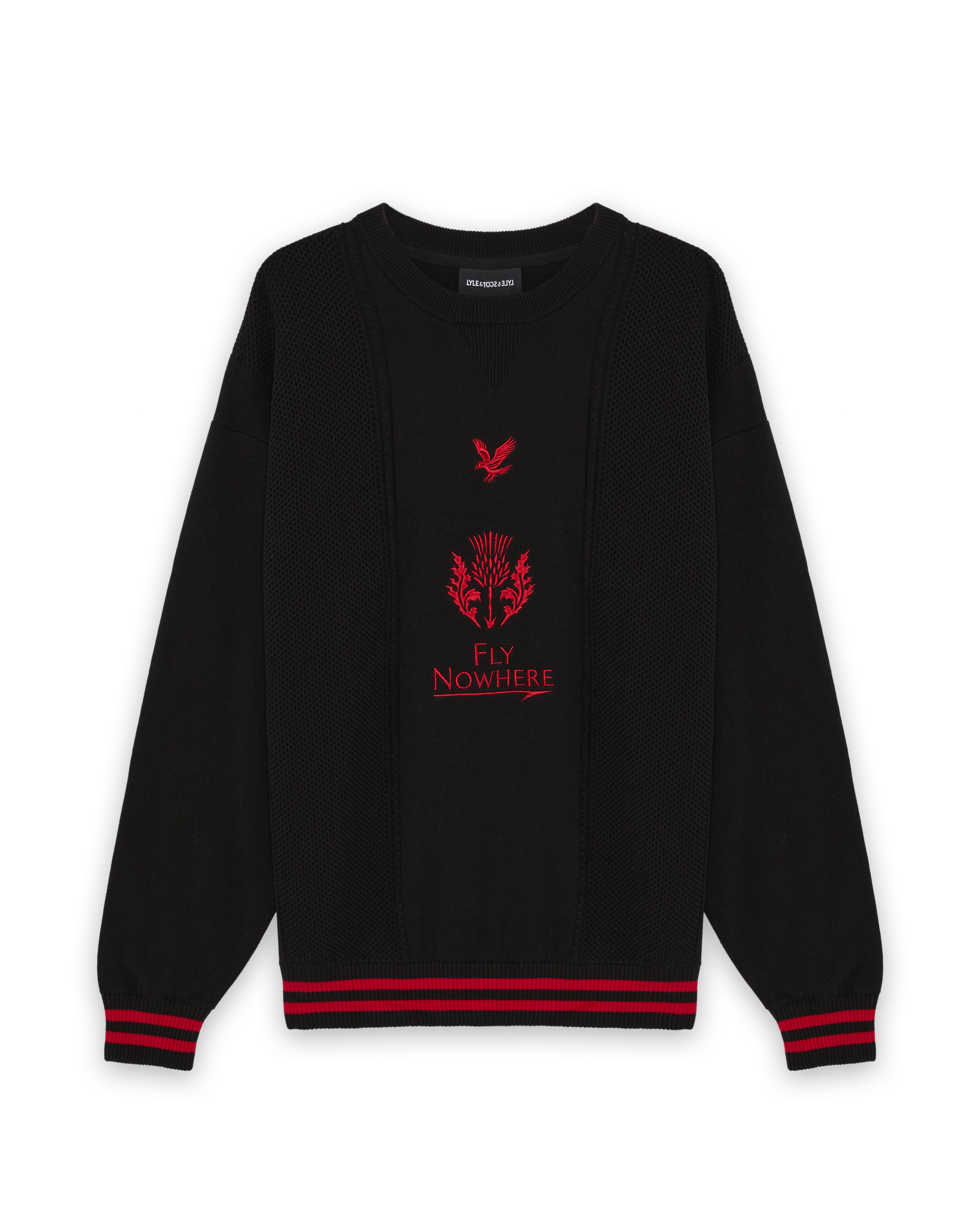 Fly Nowhere + Lyle & Scott Knit Stripe Jumper Jet Black