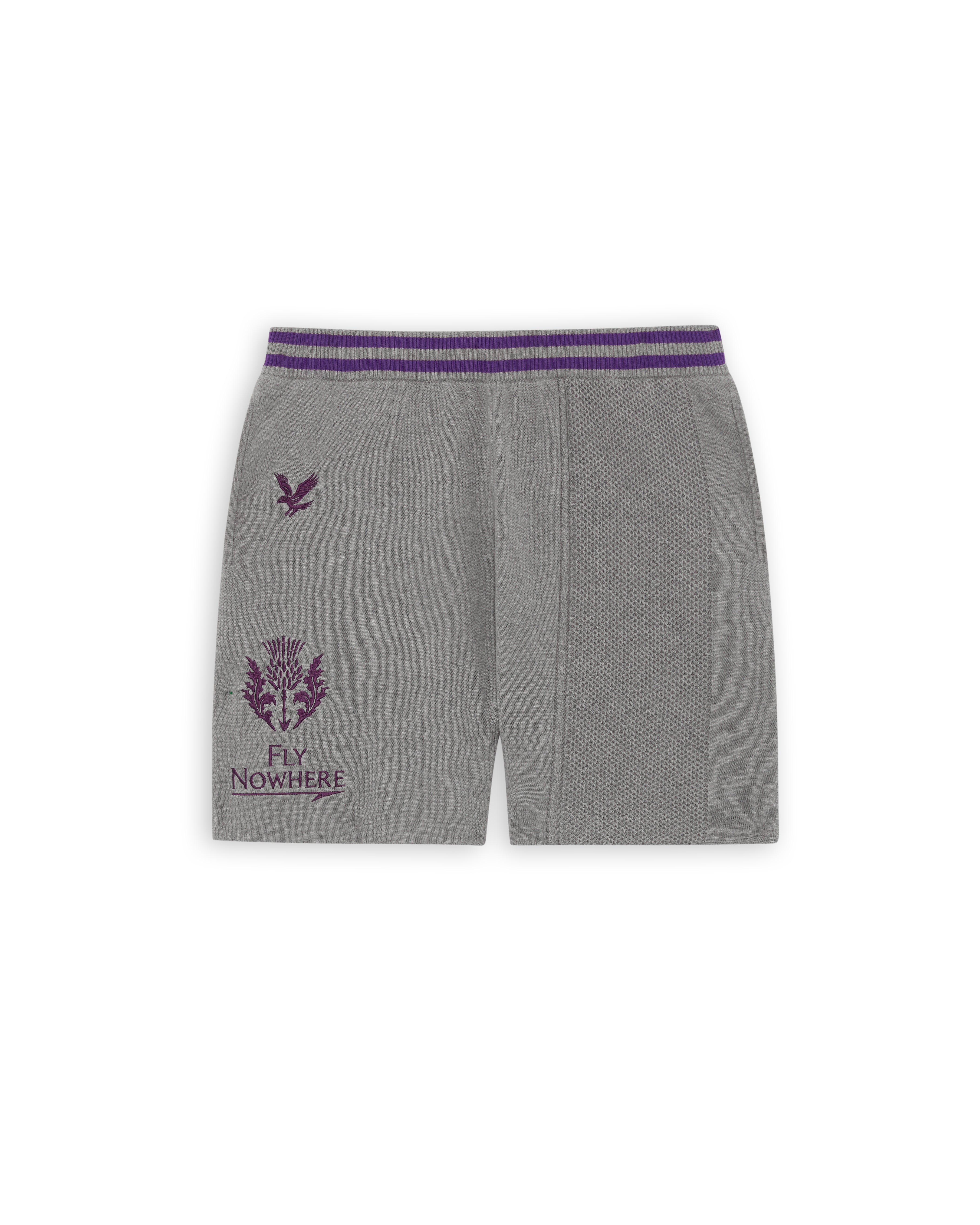 Fly Nowhere + Lyle & Scott Knit Stripe Short Mid Grey Marl
