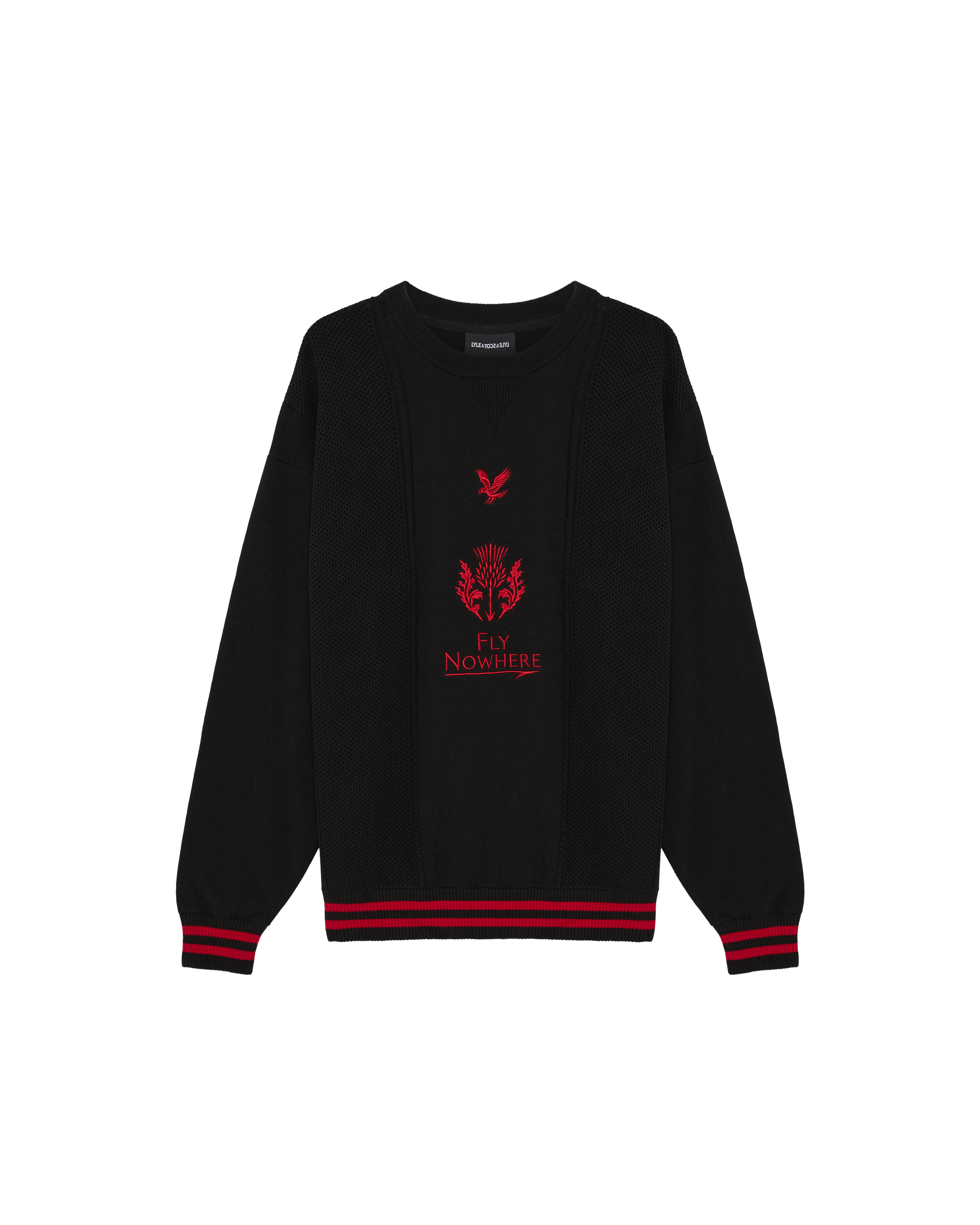 Lyle & Scott by Fly Nowhere Embroidered Knit Jumper - Black