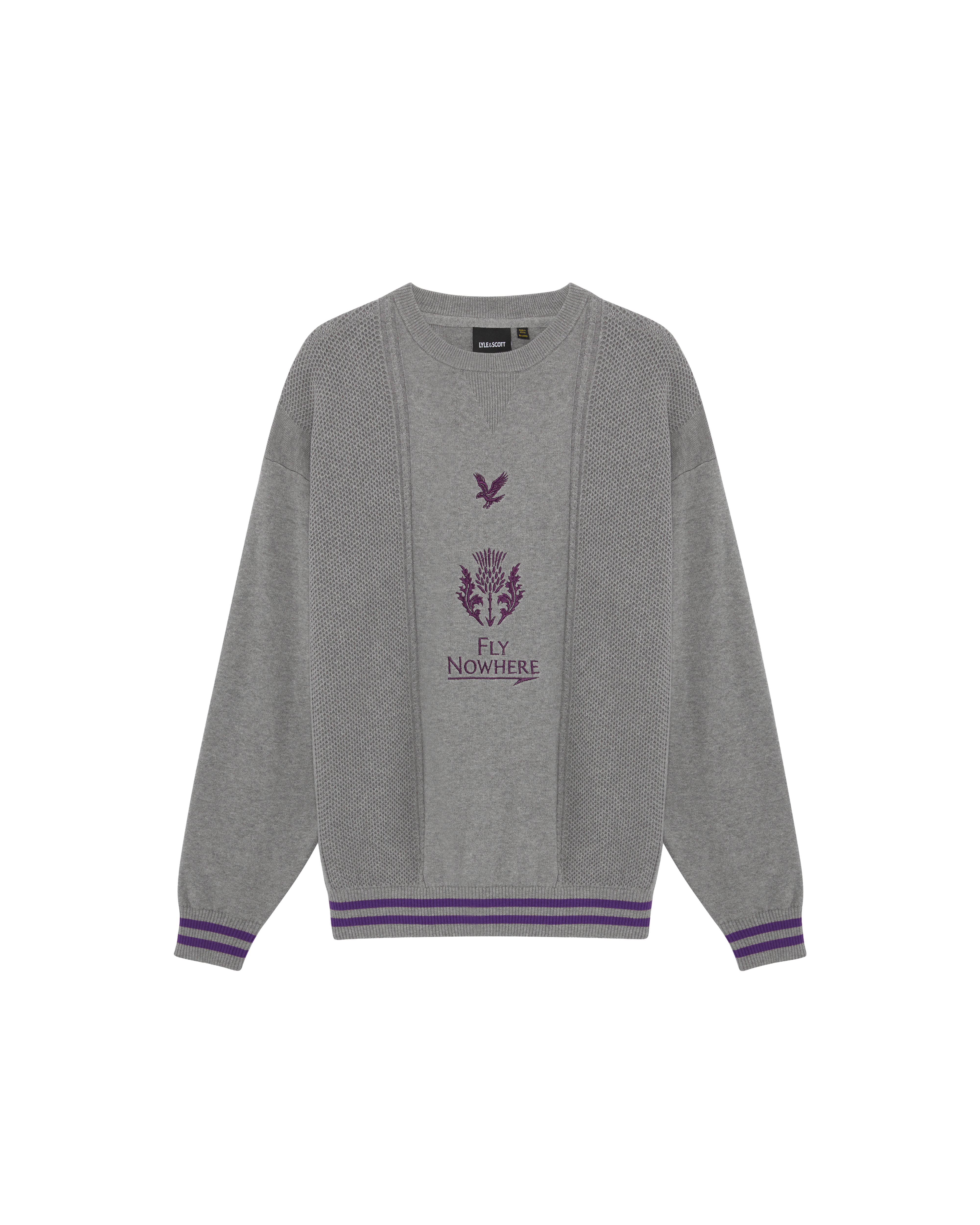 Lyle & Scott by Fly Nowhere Embroidered Knit Jumper - Heather Grey